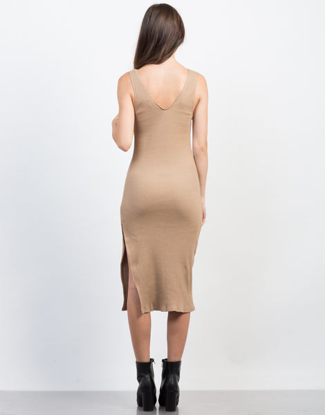 Peekaboo Midi Dress - Ribbed Midi Dress - Side Slit Dress – 2020AVE