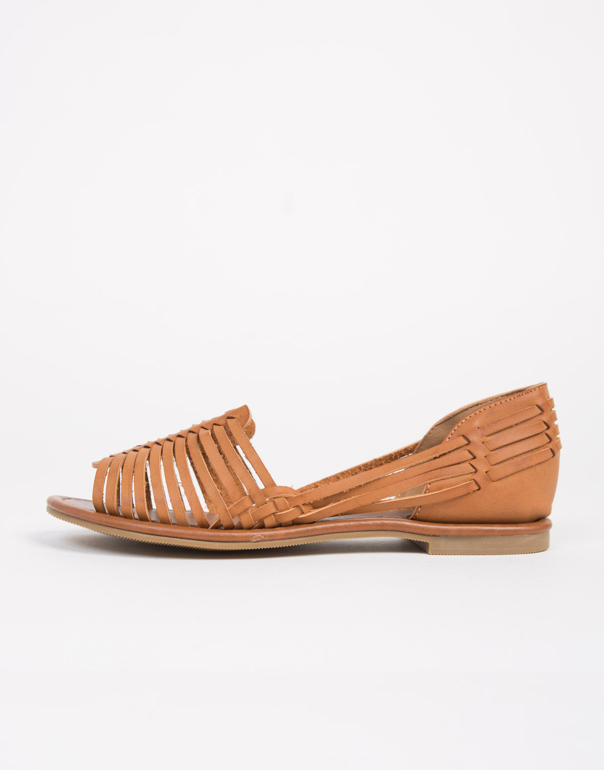 Peep Toe Huarache Flats - Brown Woven Flat Sandals – 2020AVE