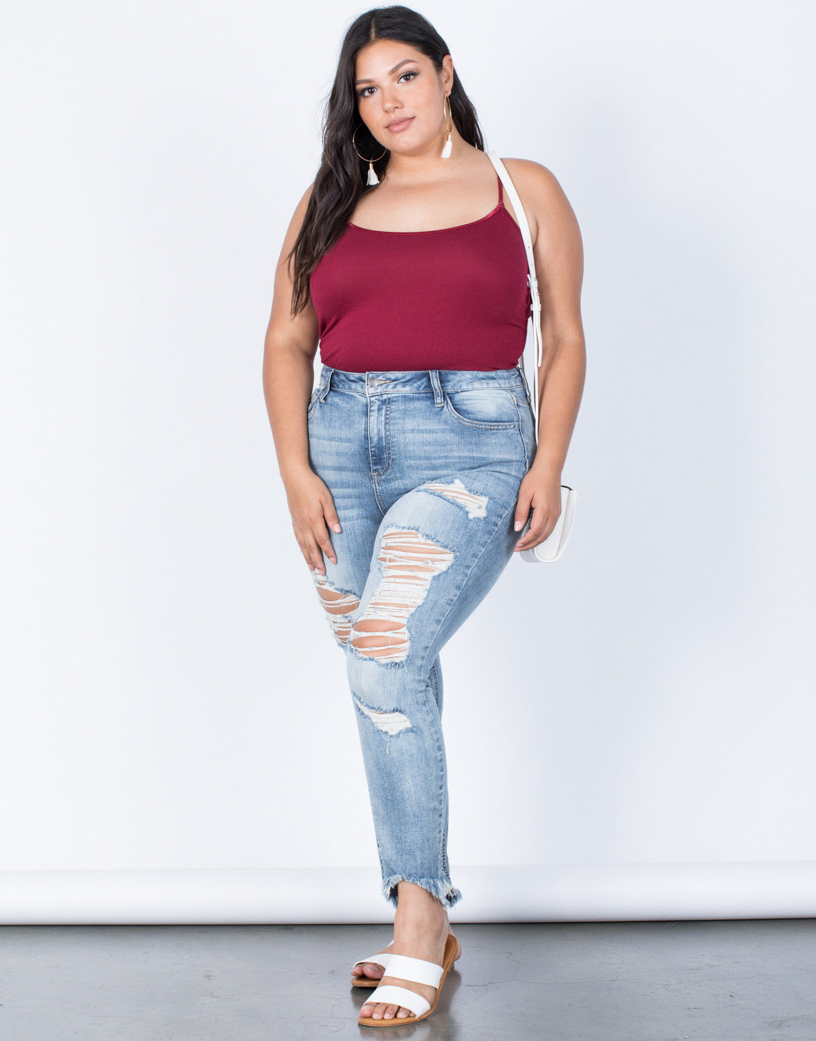 plus size frayed jeans