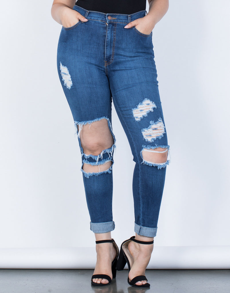 Curve High Waisted Cuffed Denim Jeans 2020ave