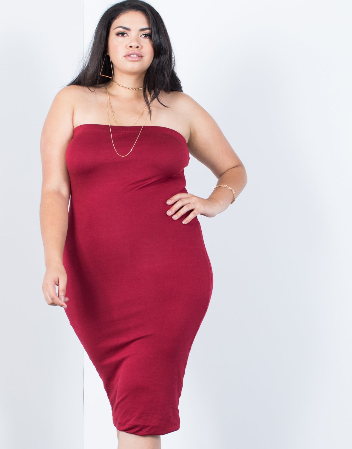 Plus size strapless bodycon dress