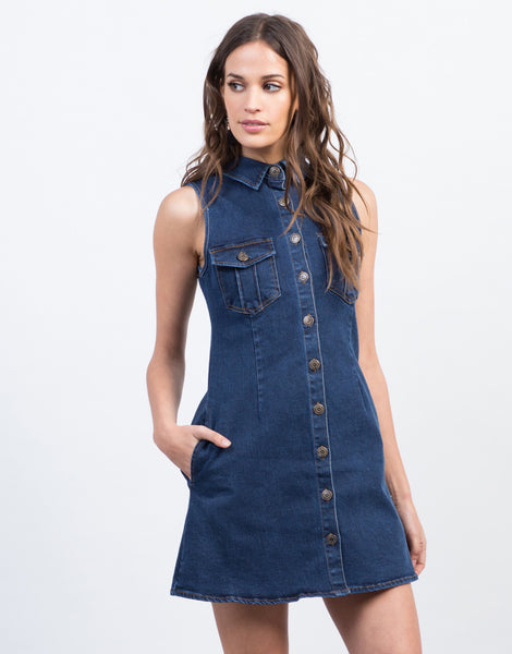 Pocket Denim Dress - Day Dress - Blue Denim Dress – 2020AVE