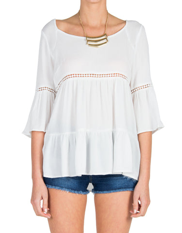 Quarter Sleeve Pom Top - Large