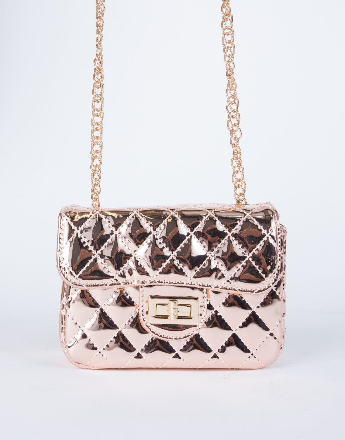 Quilted Metallic Crossbody Bag - Metallic Shoulder Bag - Chevron Crossbody – 2020AVE