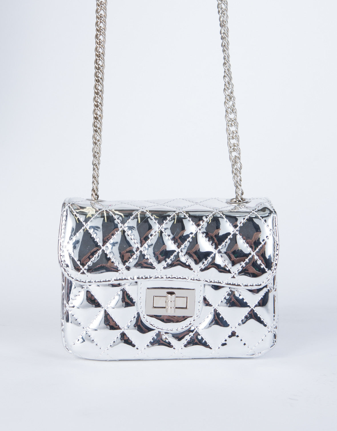 Quilted Metallic Crossbody Bag - Metallic Shoulder Bag - Chevron Crossbody – 2020AVE