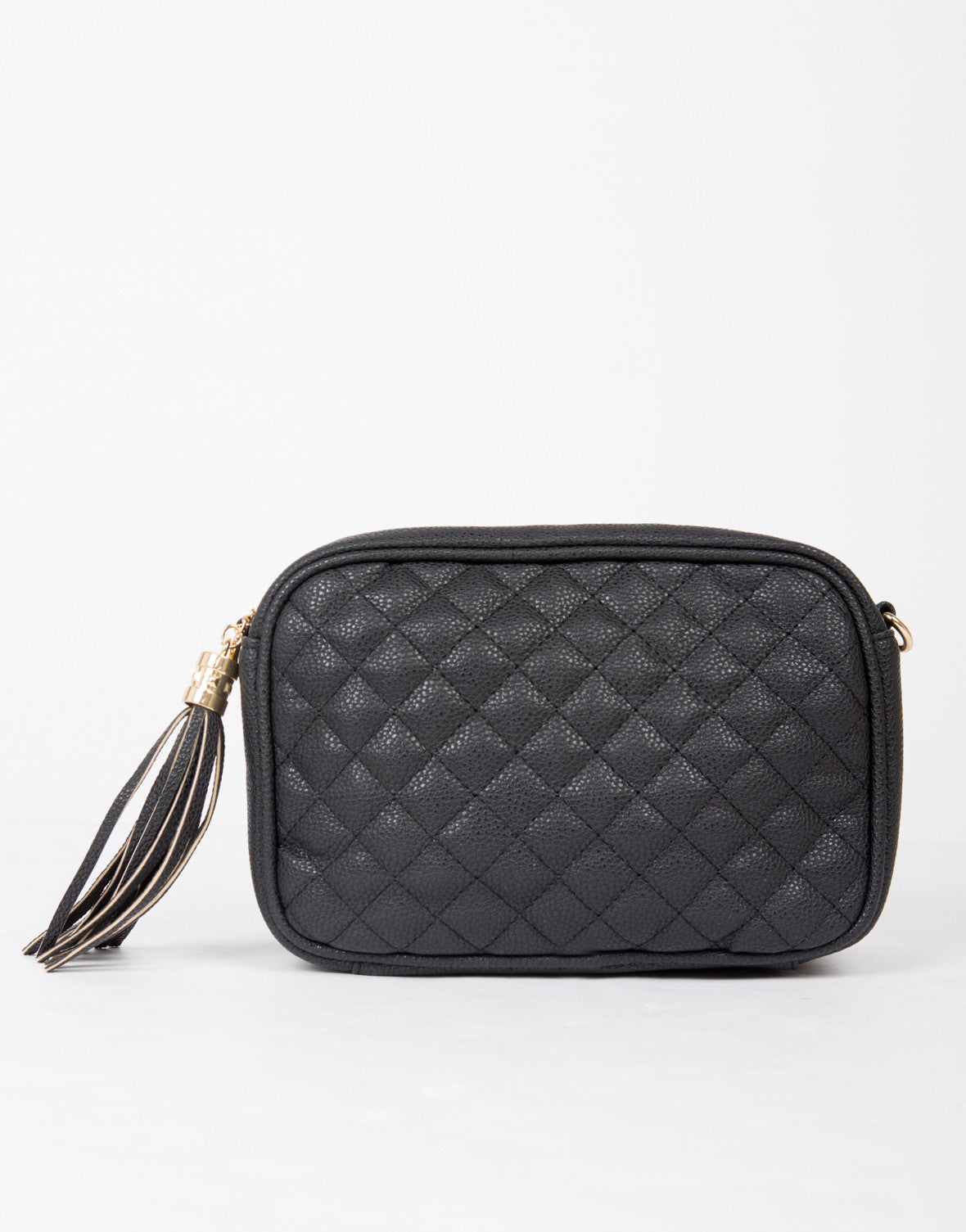 Quilted Leatherette Crossbody Bag - Black Bag - Leather Purse – 2020AVE