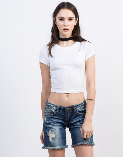 Ribbed Cropped Tee - Short Sleeve Top - Basic Crop Top – 2020AVE