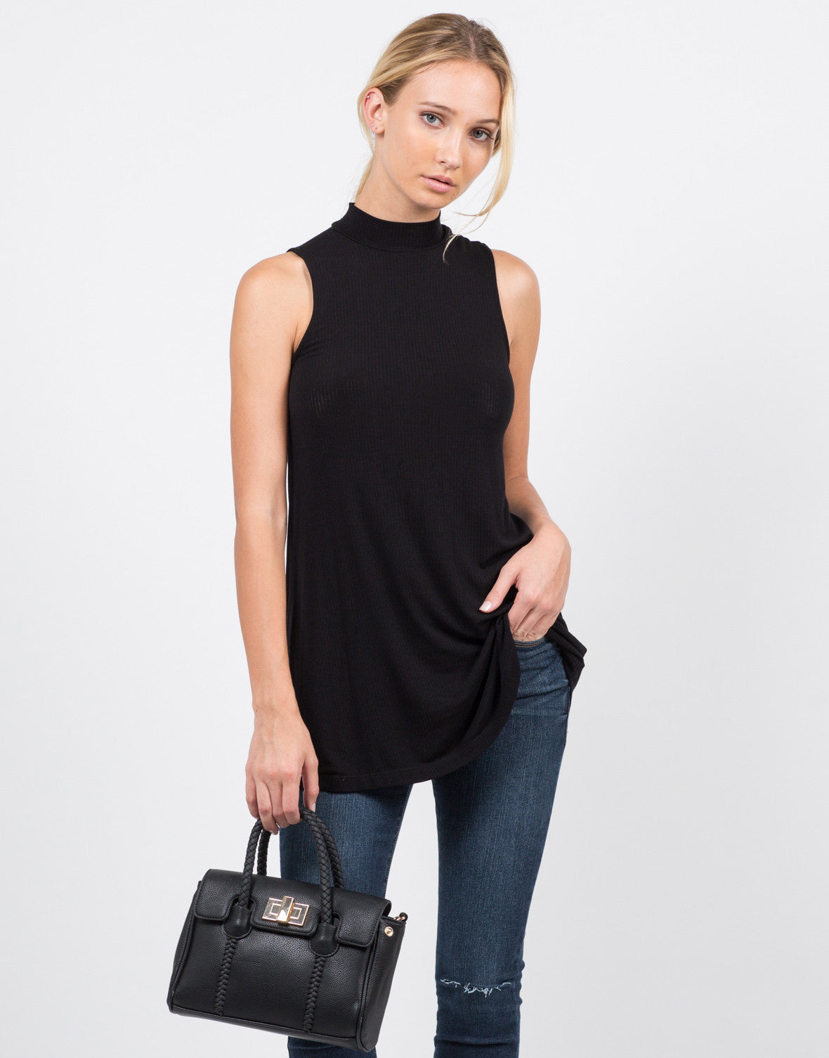 Download Ribbed Mock Neck Tank Top - High Neck - Tank Top - 2020AVE