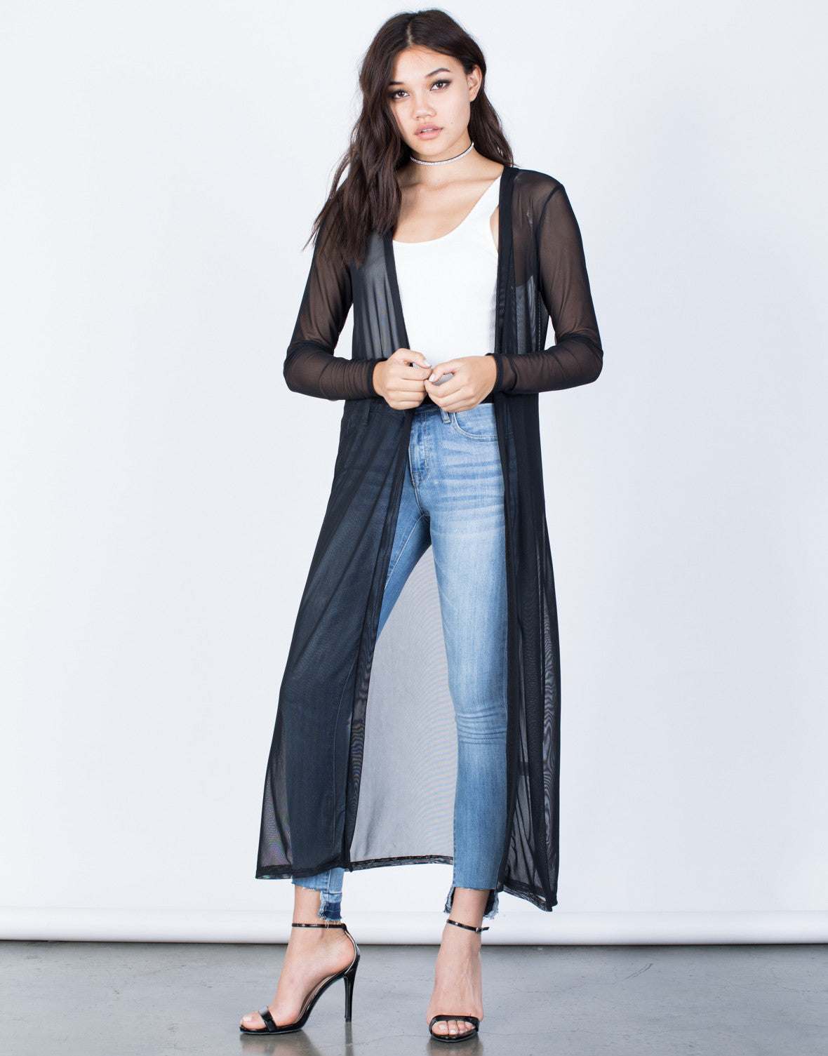 long sheer duster cardigan