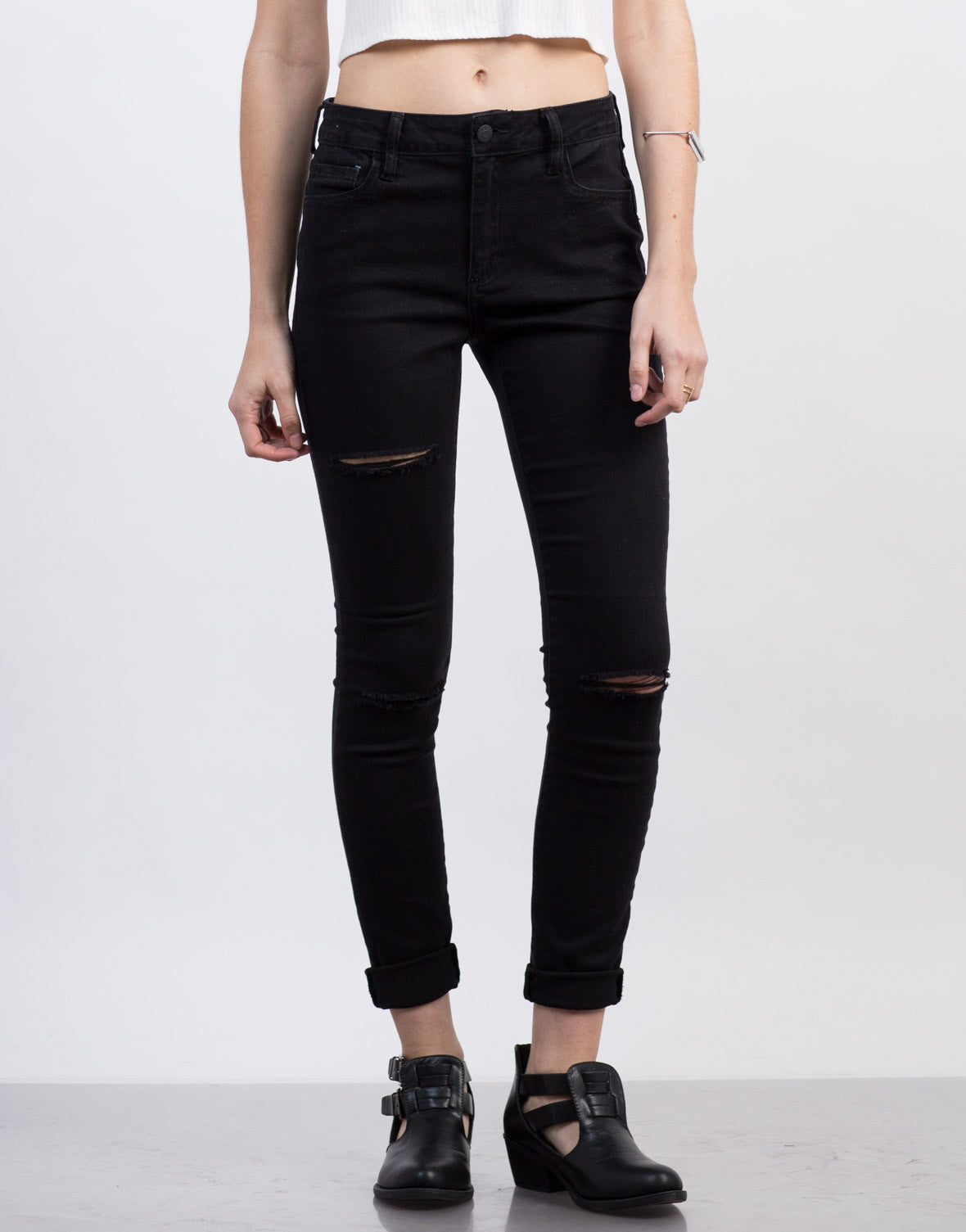 Ripped Black Skinny Jeans - Distressed Jeans - Black Destroyed Jeans ...