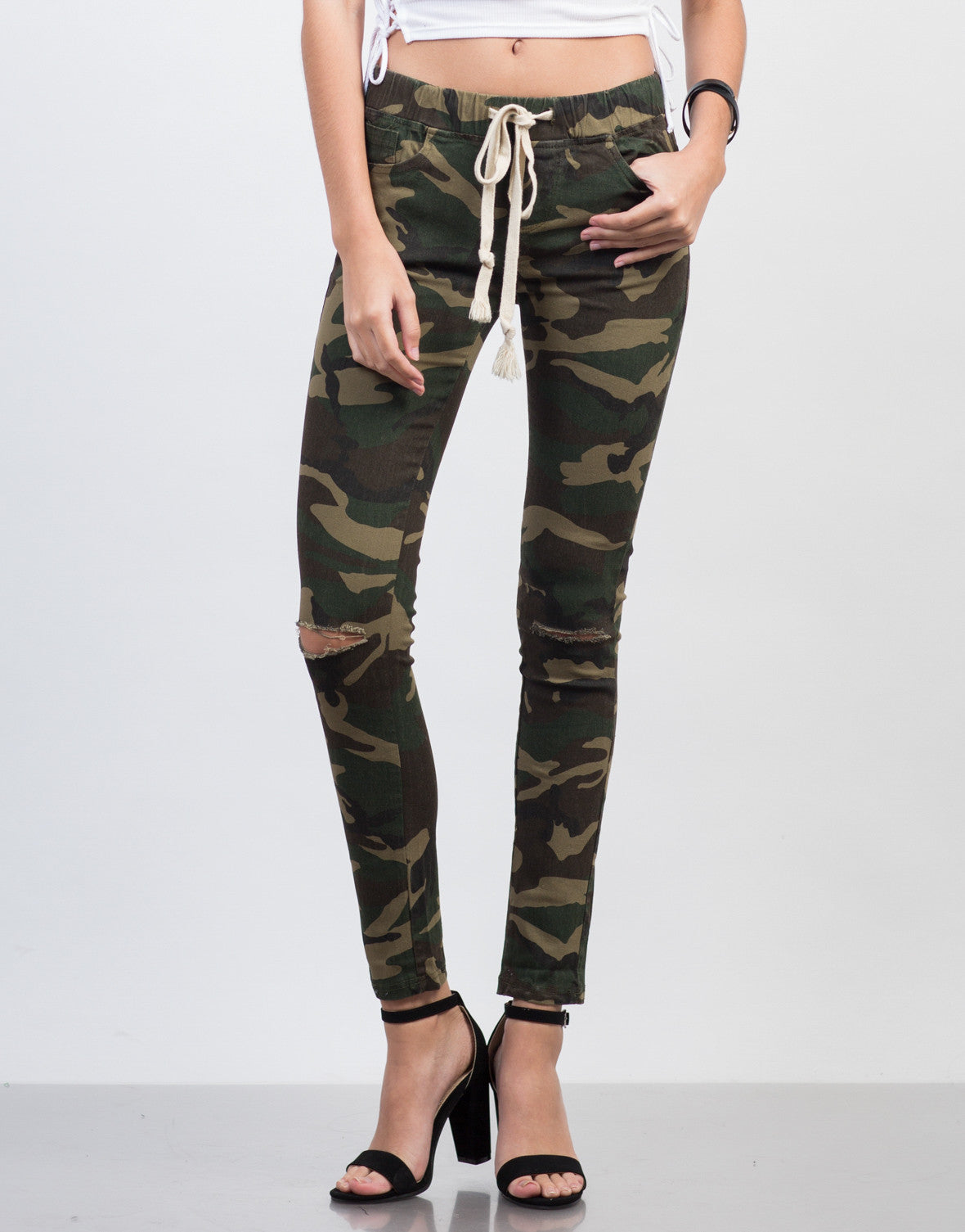 ripped camo joggers