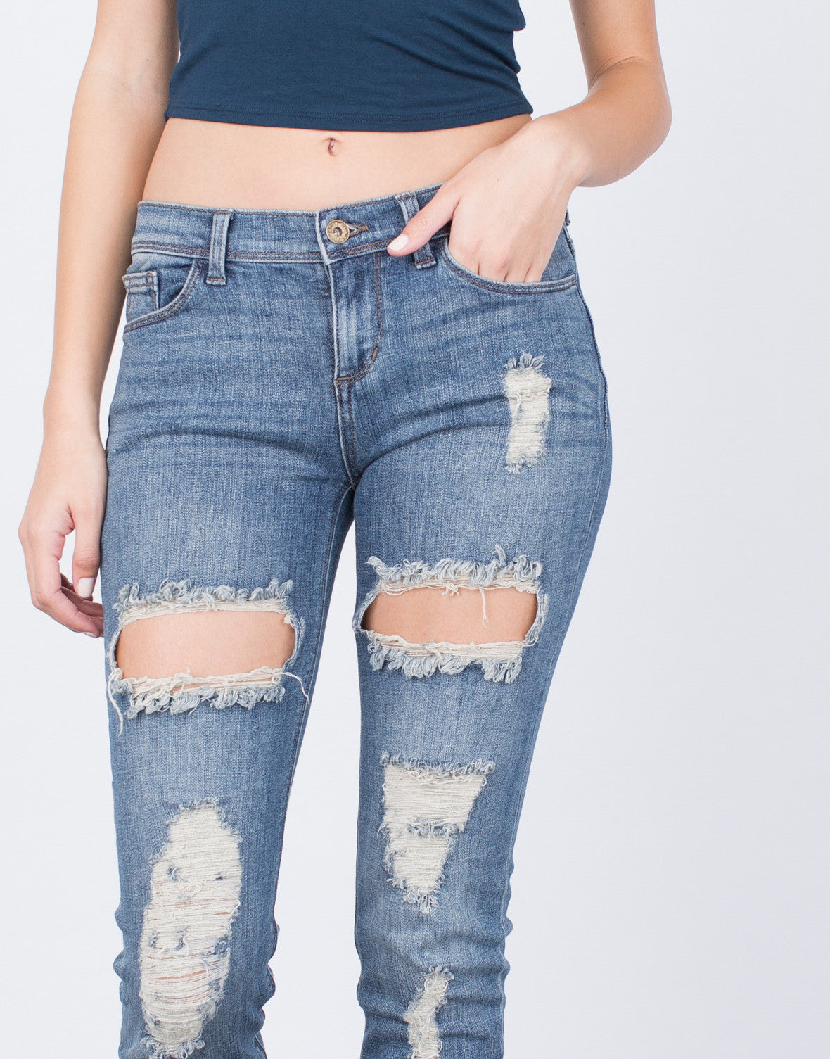 Ripped Up Jeans - Destroyed Skinny Jeans - Cropped Ankle Jeans – 2020AVE