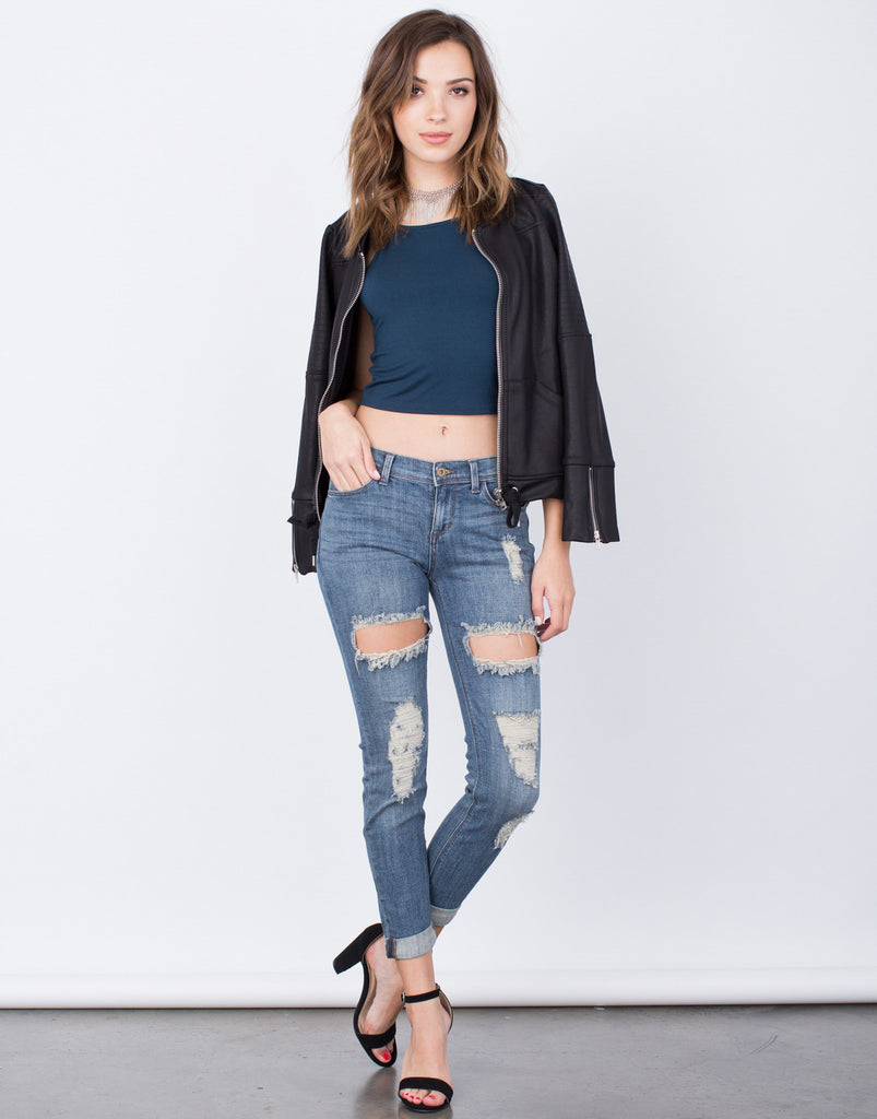 Download Ripped Up Jeans - Destroyed Skinny Jeans - Cropped Ankle ...