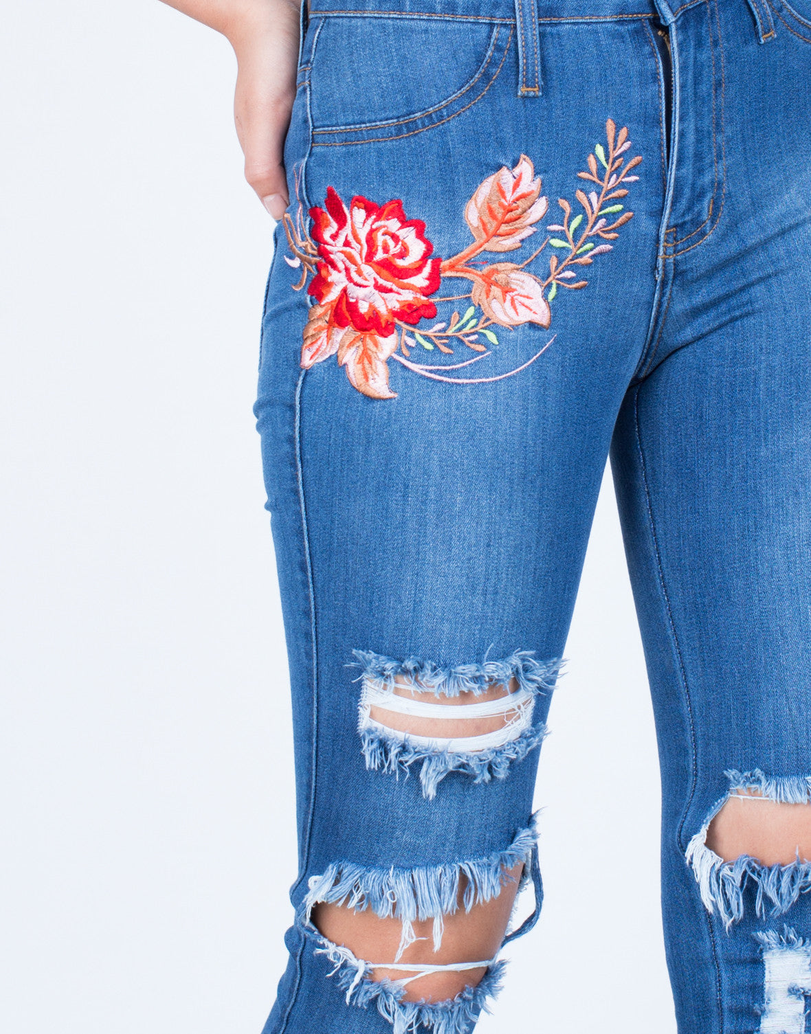 Rose Embroidered Jeans Floral Embroidered Jeans Blue Denim Jeans 2020ave - roblox rose embroidered jeans