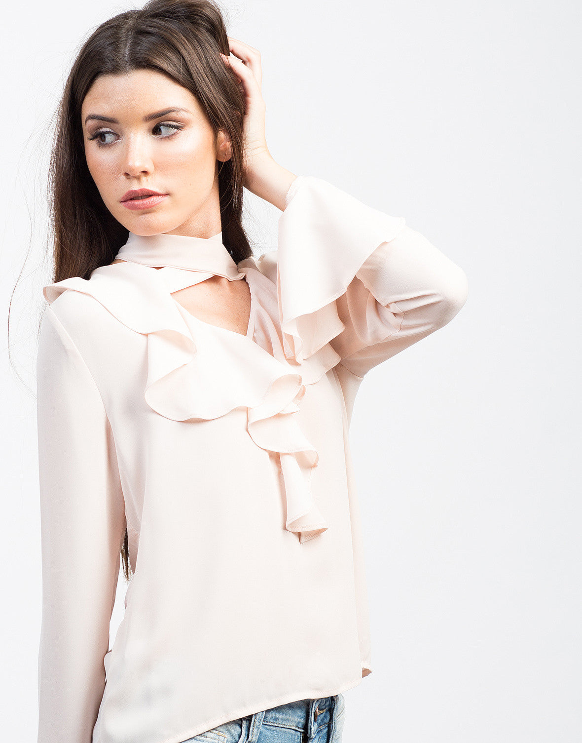 Ruffle Me Up Blouse - Ruffle Chiffon Top - Long Sleeve Blouse – 2020AVE