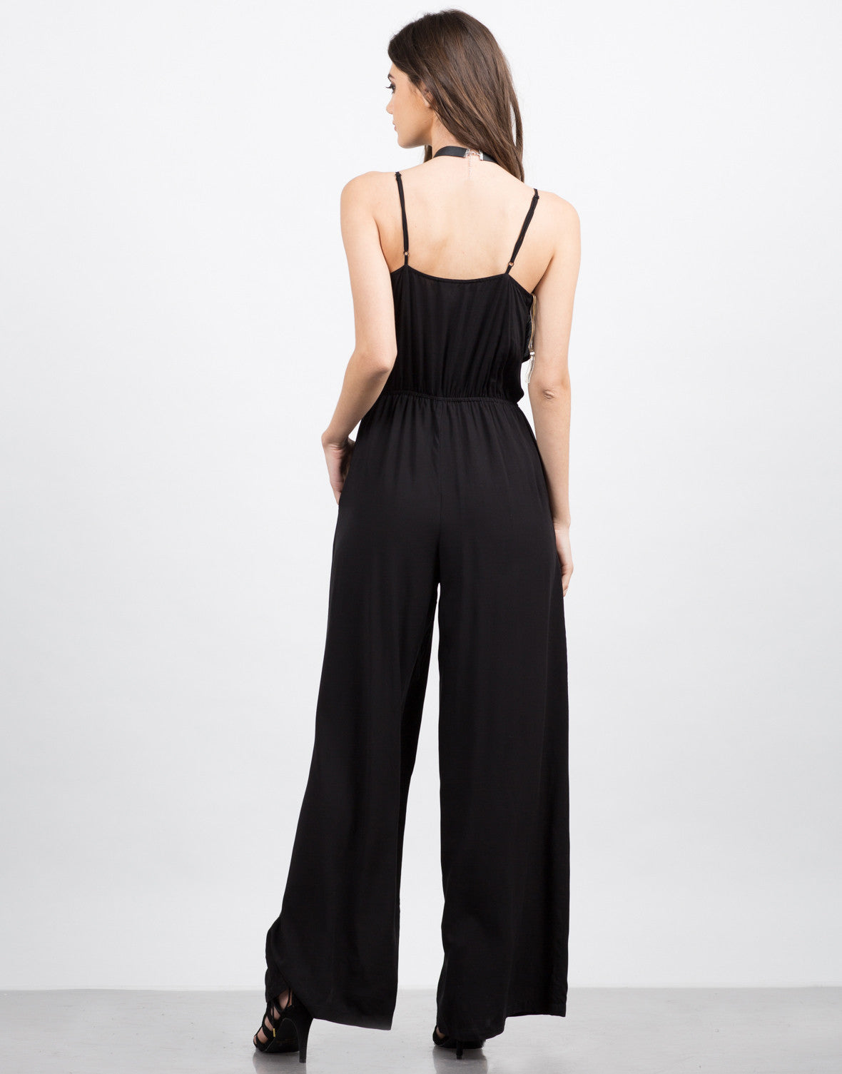 Ruffle Flared Jumpsuit - Black Jumpsuit - Black Flare Jumpsuit – 2020AVE