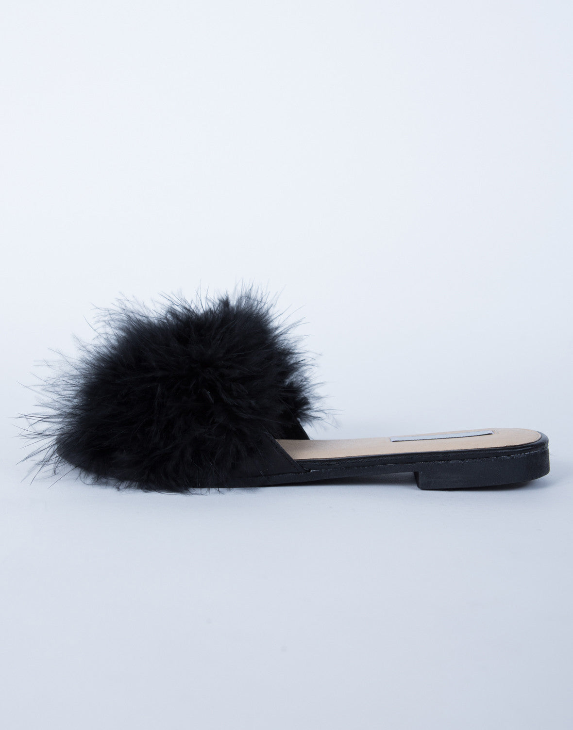 Shaggy Fur Sandals - Black Faux Fur 