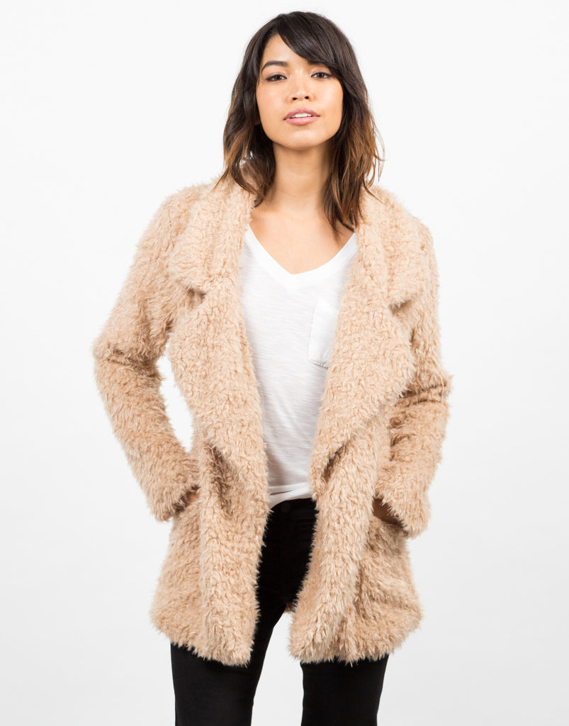 Shaggy Faux Fur Jacket - Brown Jacket - Soft Fur Coat – 2020AVE