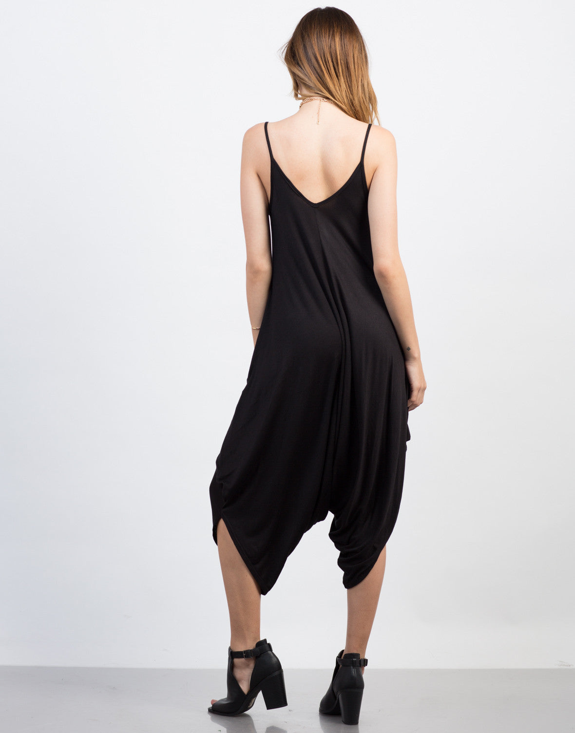 Side Draped Lightweight Jumpsuit - Black Jumpsuit – 2020AVE