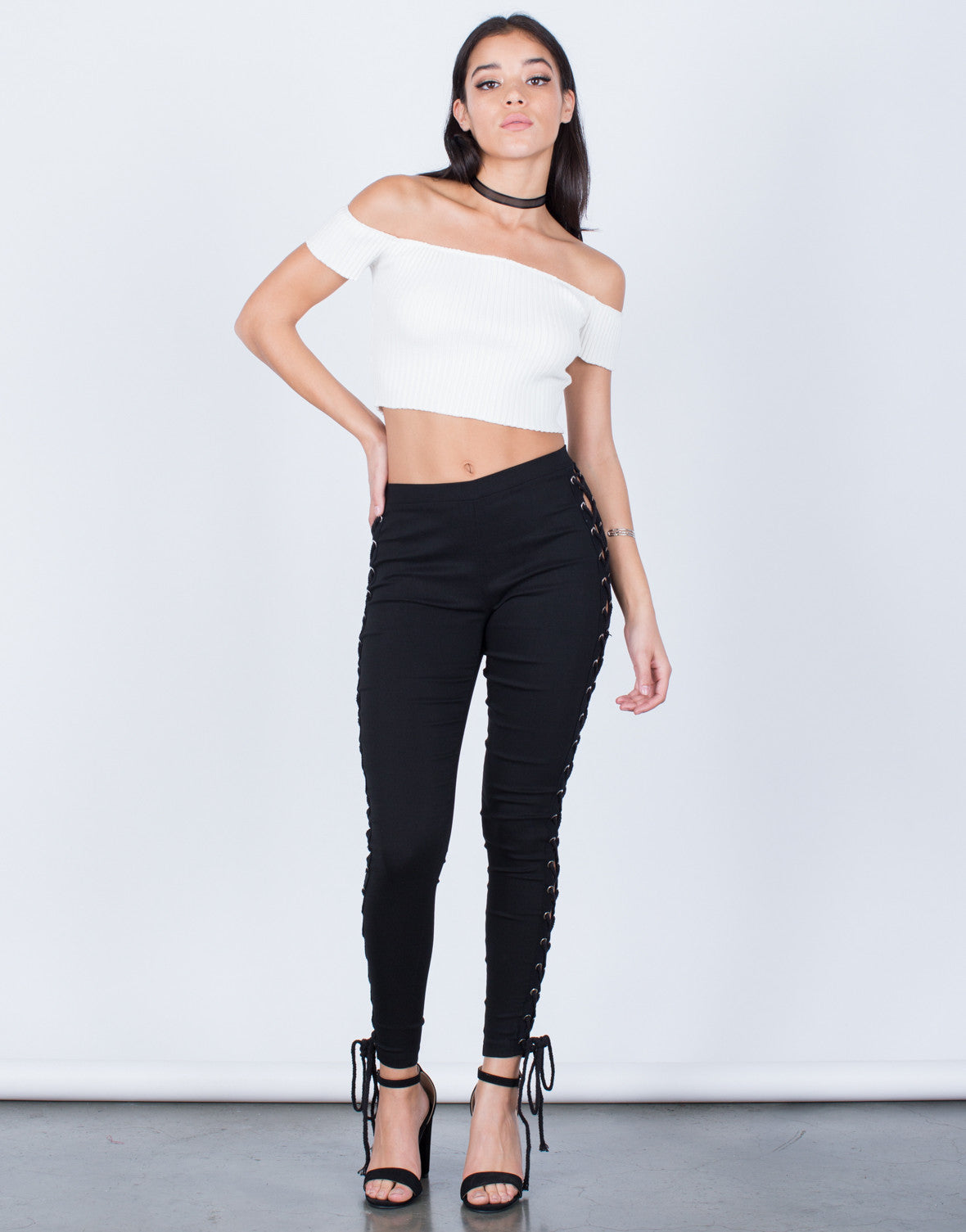 Download Side Lace-Up Pants - Black Skinny Pants - Black Lace Up ...