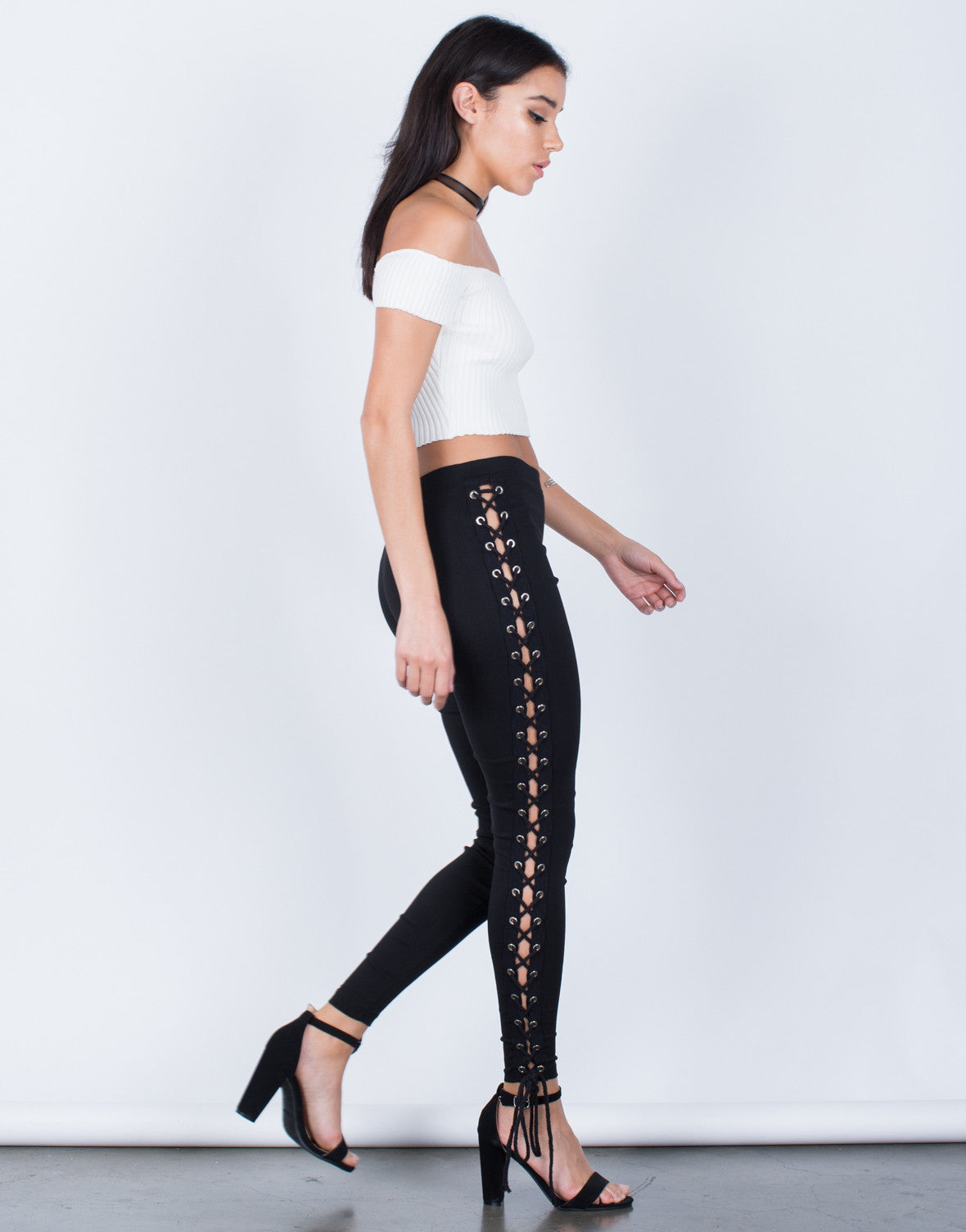 side lace pants