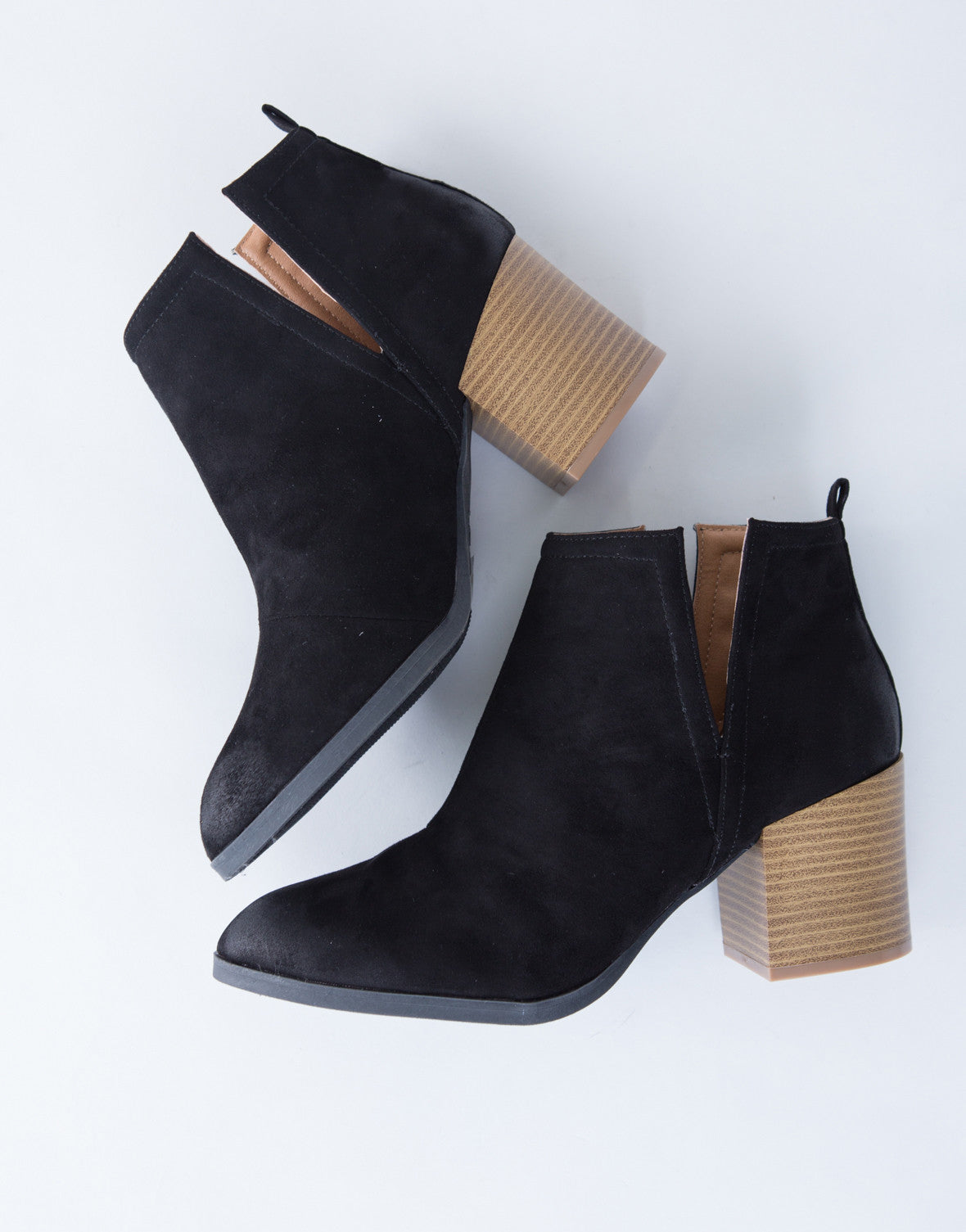 Side Slit Suede Booties - Faux Suede 