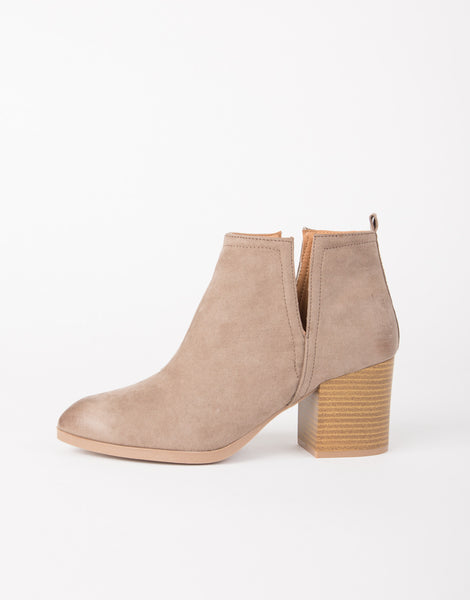 Side Slit Suede Booties - Faux Suede Booties - Brown Ankle Boots – 2020AVE
