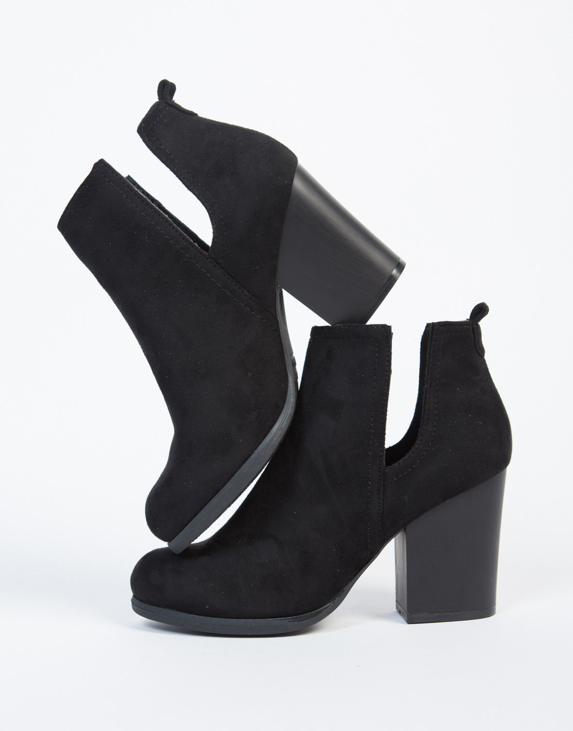 Side Slit Suede Chunky Booties – 2020AVE