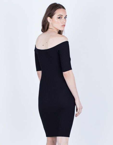 Simple Off-the-Shoulder Dress - Black Midi Dress - Little Black Dress ...