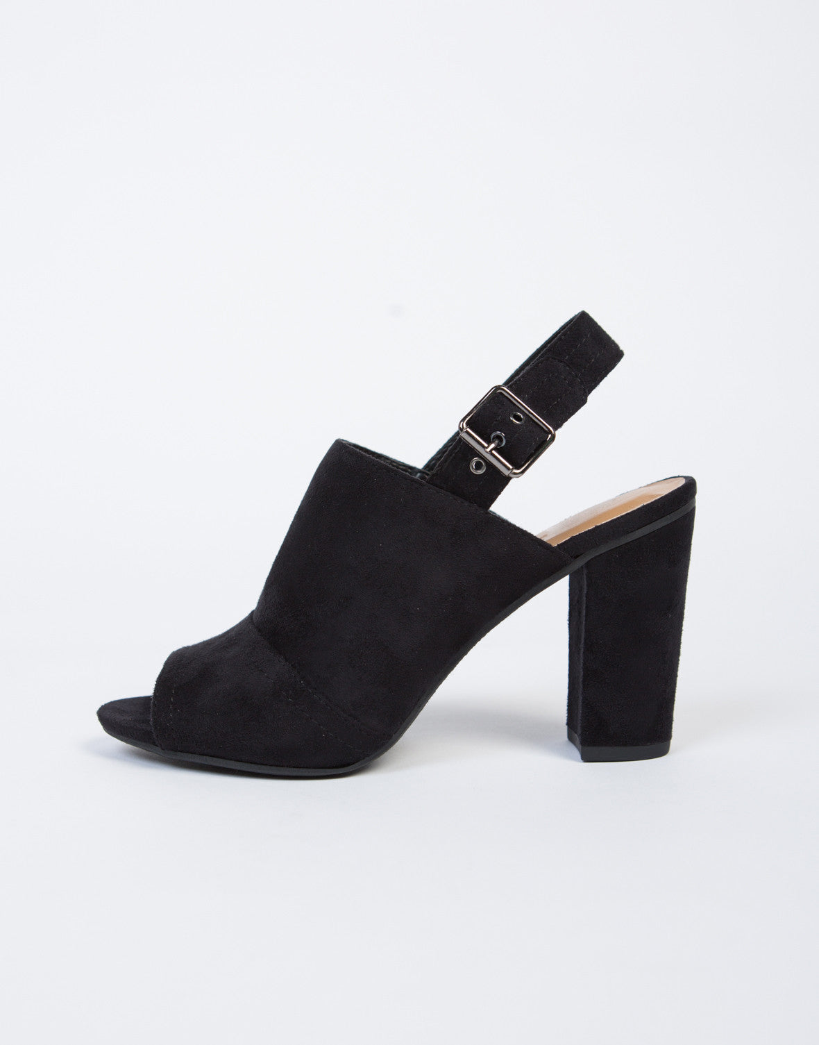 Slingback Suede Heels - Black Open Toe Heel Sandls – 2020AVE