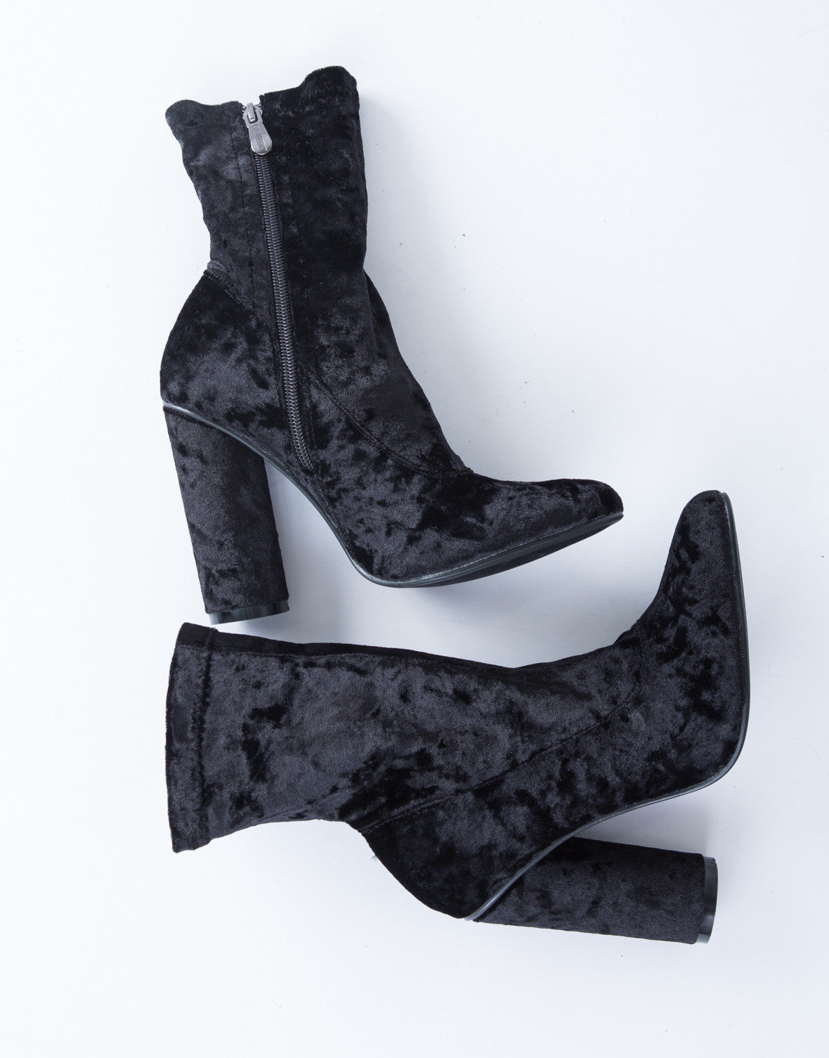 velvet boots black