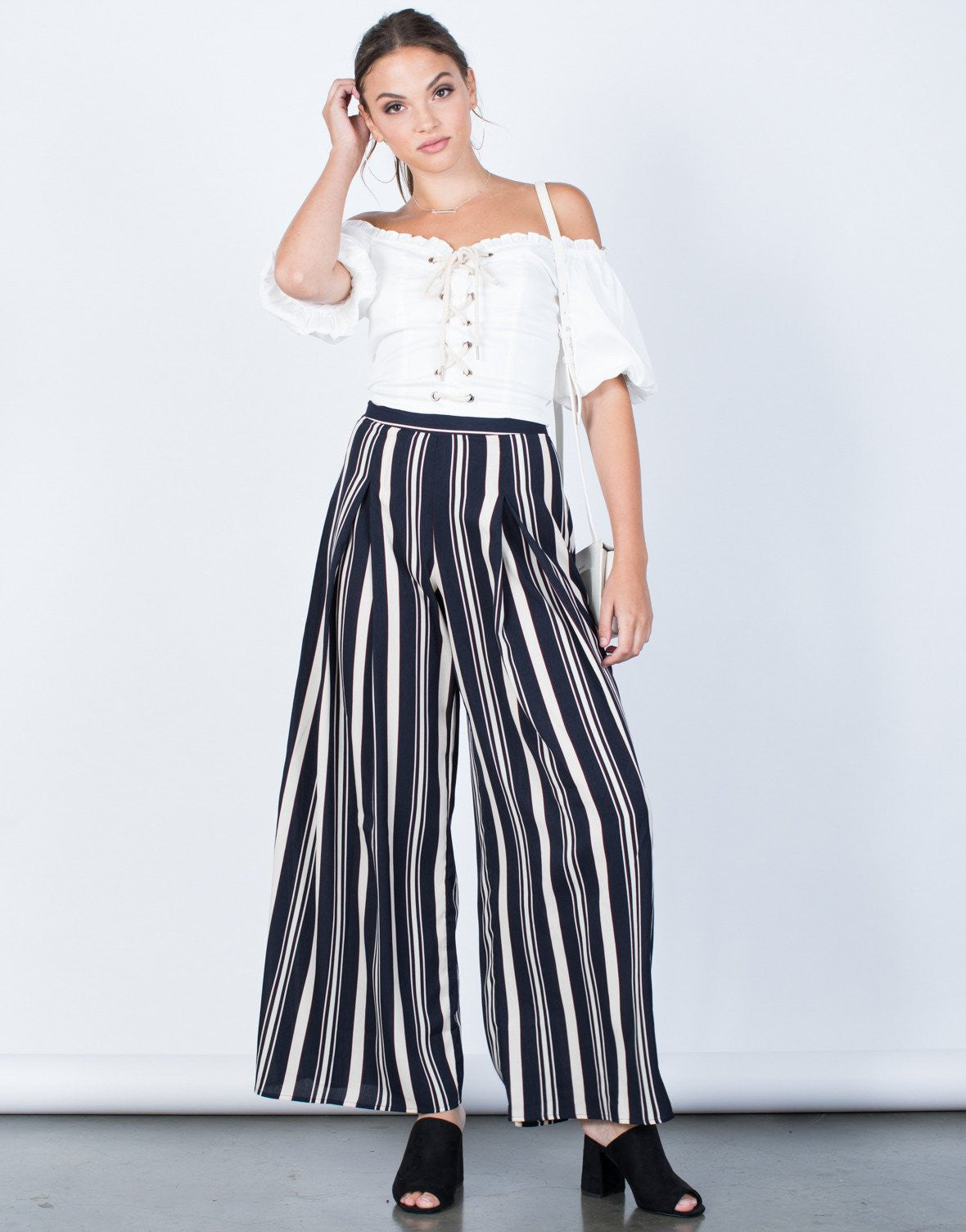 black striped flowy pants