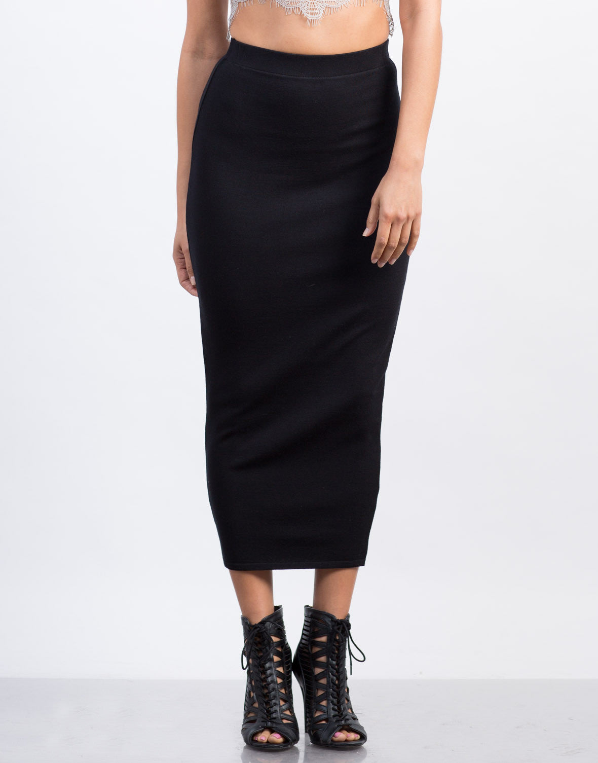 Solid Long Pencil Skirt - Maxi Skirt - Black Skirt – 2020AVE