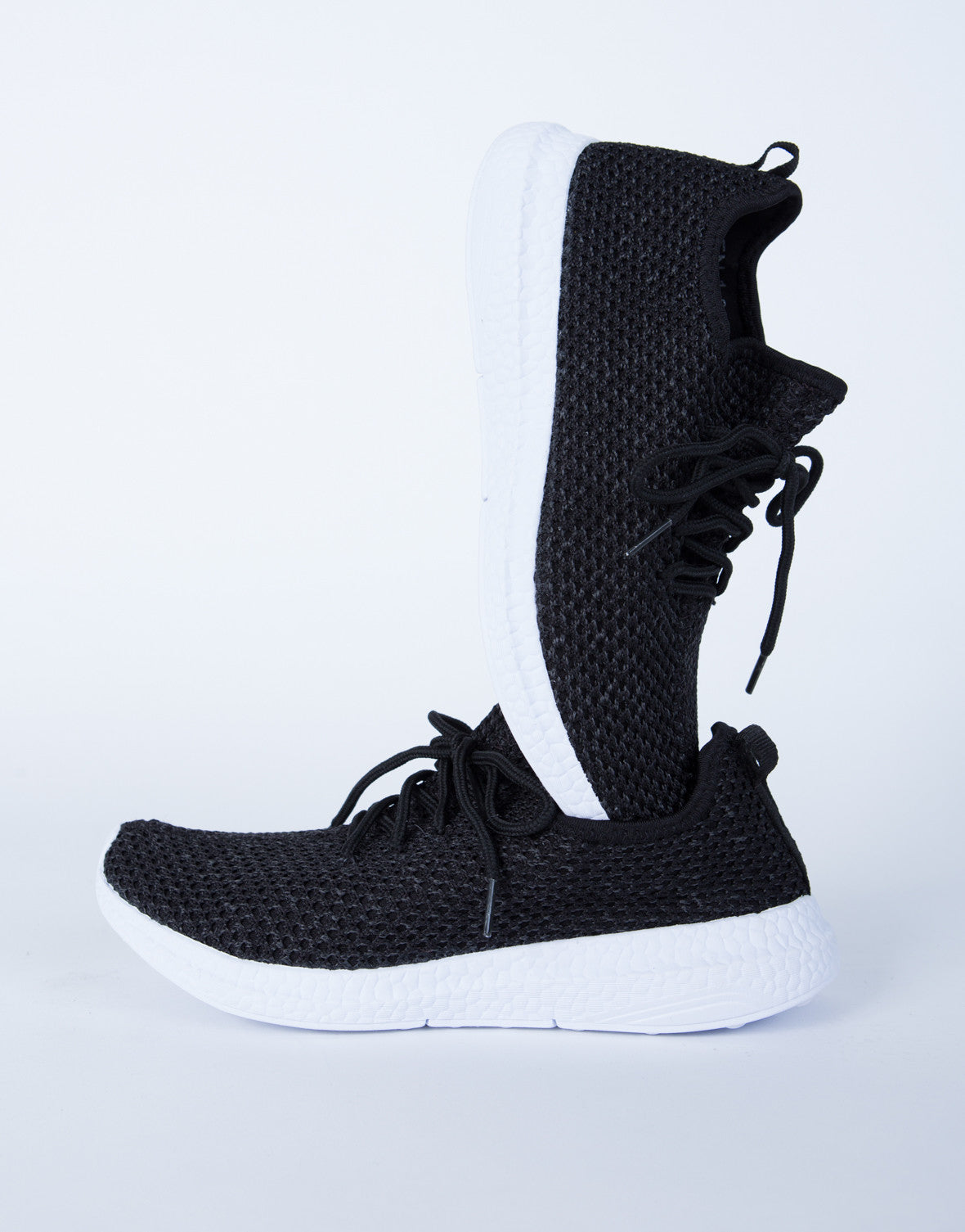 Sporty Knit Sneakers Black Knit Sneakers Lace Up Sneakers 2020AVE