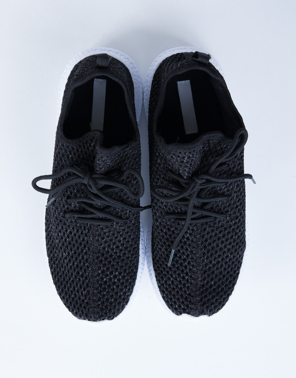 Sporty Knit Sneakers - Black Knit Sneakers - Lace Up Sneakers – 2020AVE