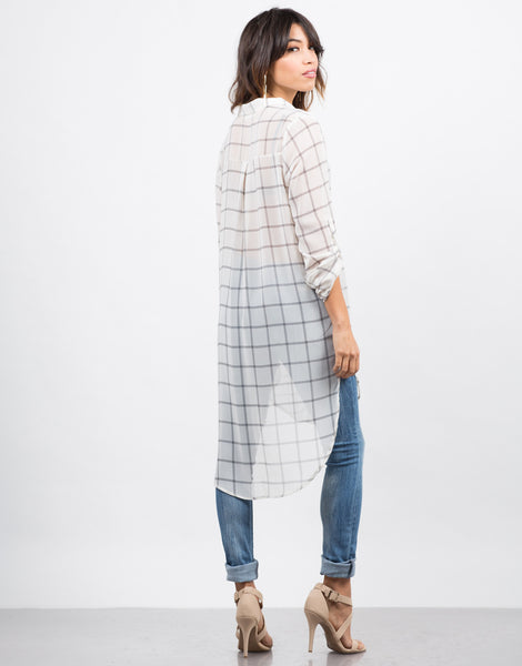 Stay on Grid Tunic Blouse - Chiffon Top - Checker Blouse – 2020AVE