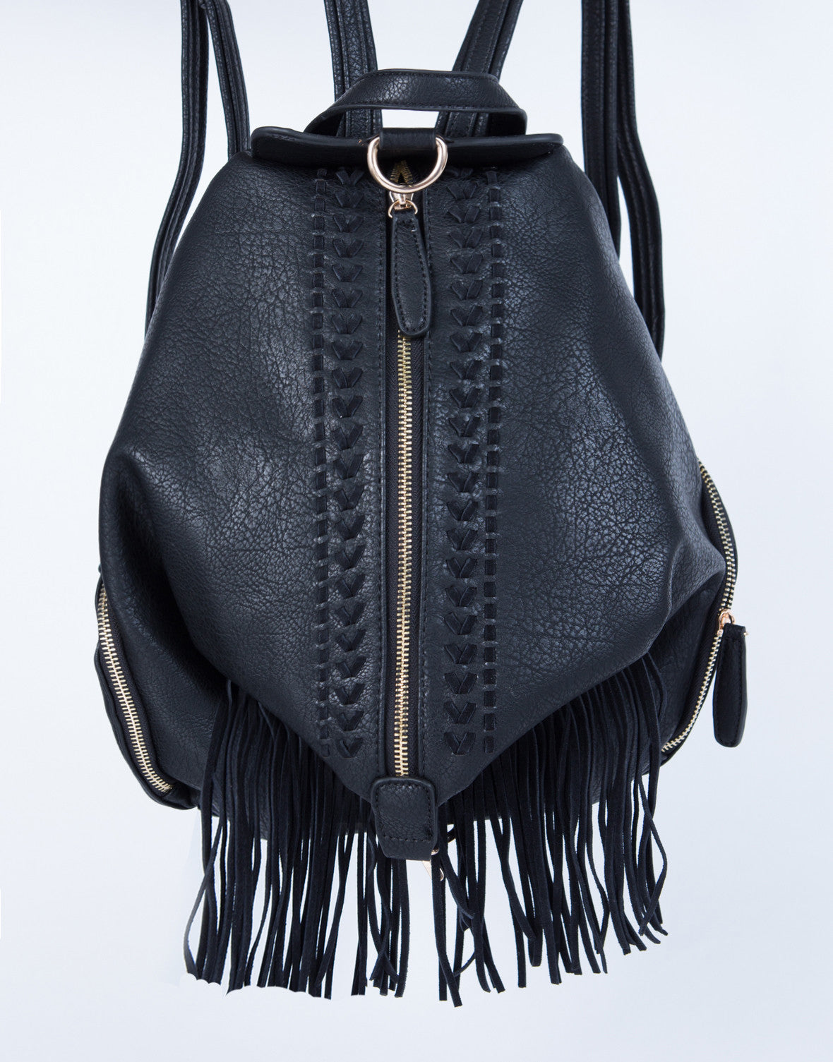 black fringe backpack