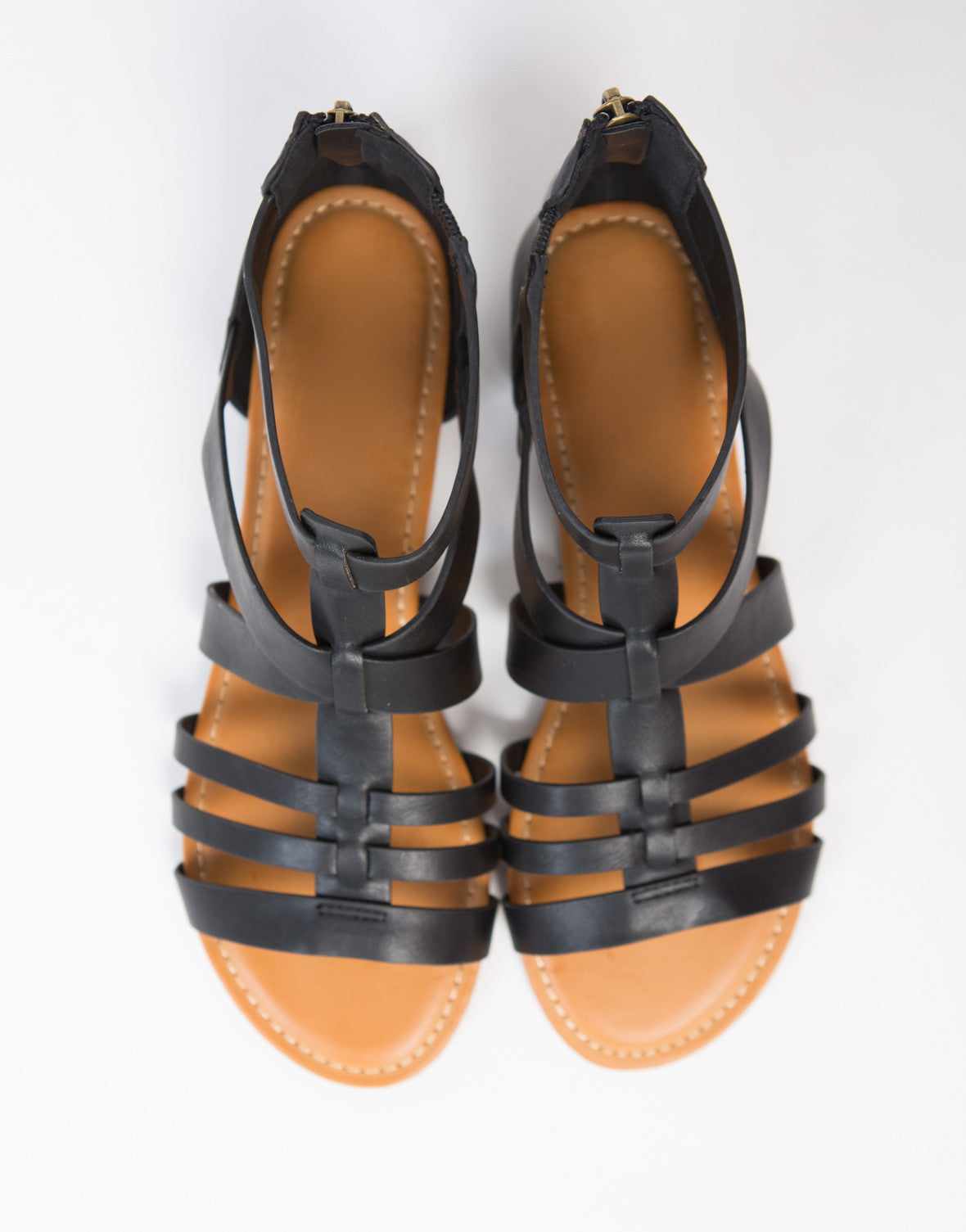 Strappy Leather Sandals  Cut Out Sandals  Black Ankle 