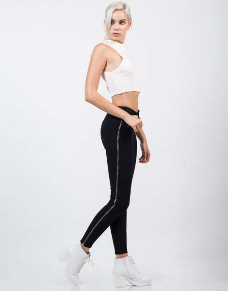 Stretchy Zipper Pants - Black Pants - Womens Bottoms – Bottoms – 2020AVE