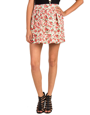 Structured Floral Skater Skirt