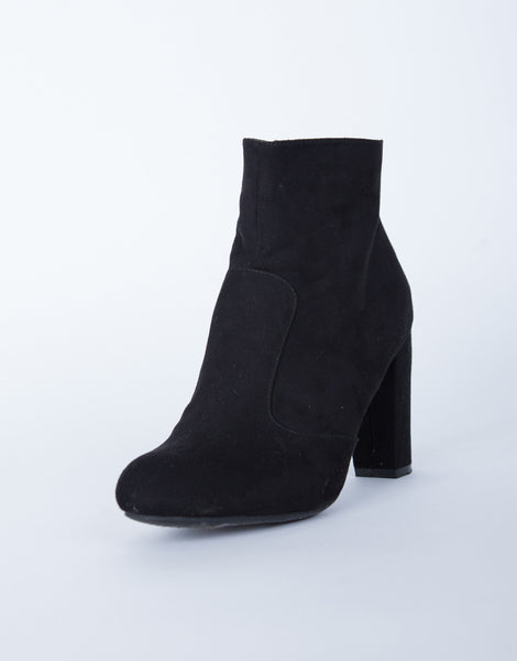 Suede Chunky Heel Boots - Black Suede Boots - Black Chunky Heel Boots ...