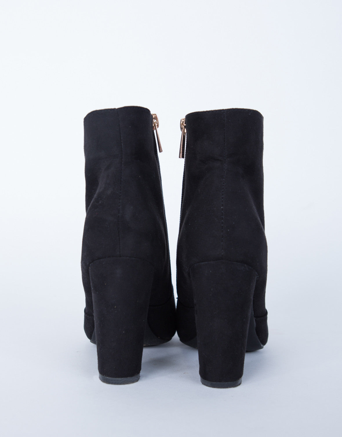 Suede Chunky Heel Boots - Black Suede Boots - Black Chunky Heel Boots ...