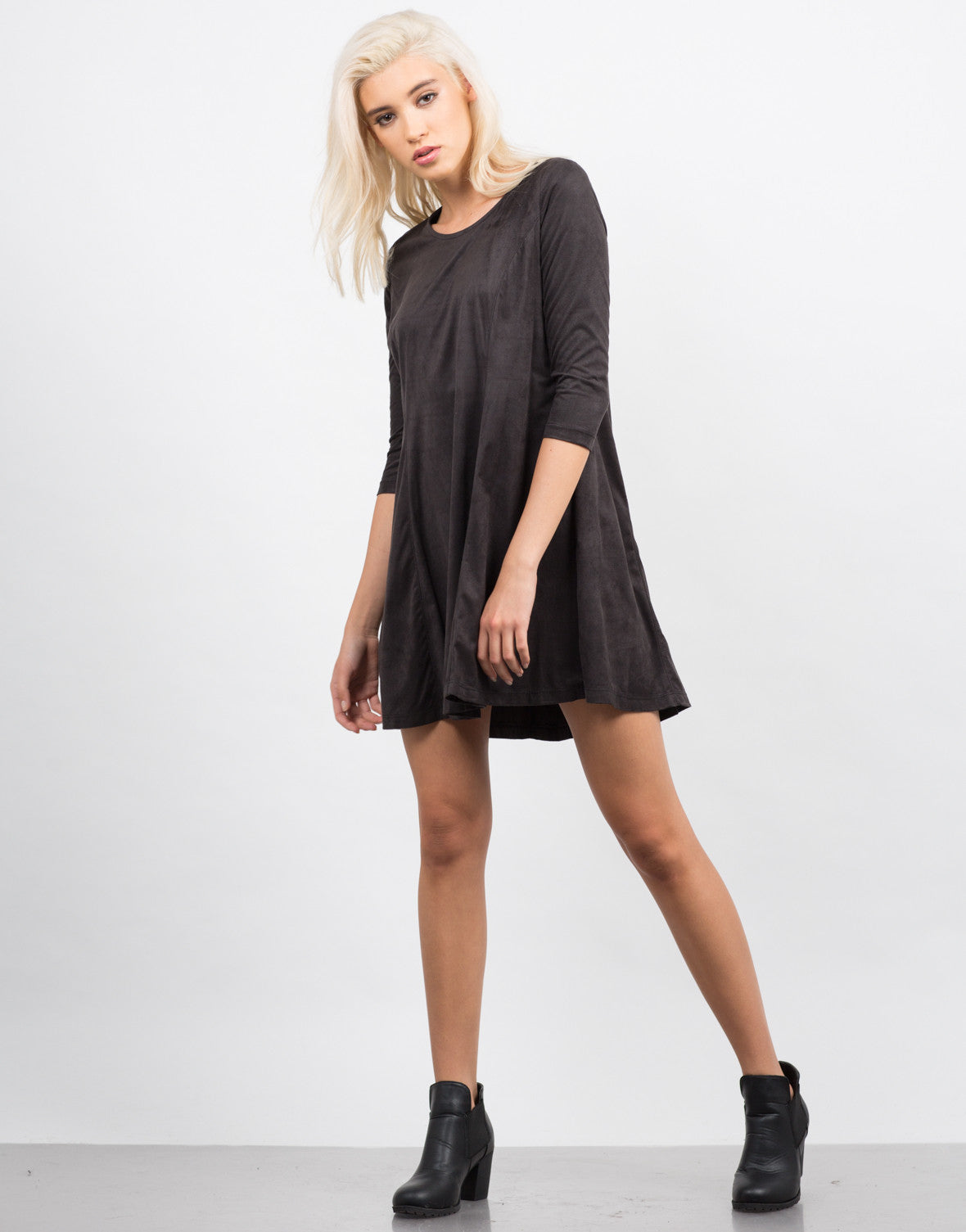 Suede 3/4 Sleeve Dress - Day Dress - Little Black Dress – 2020AVE