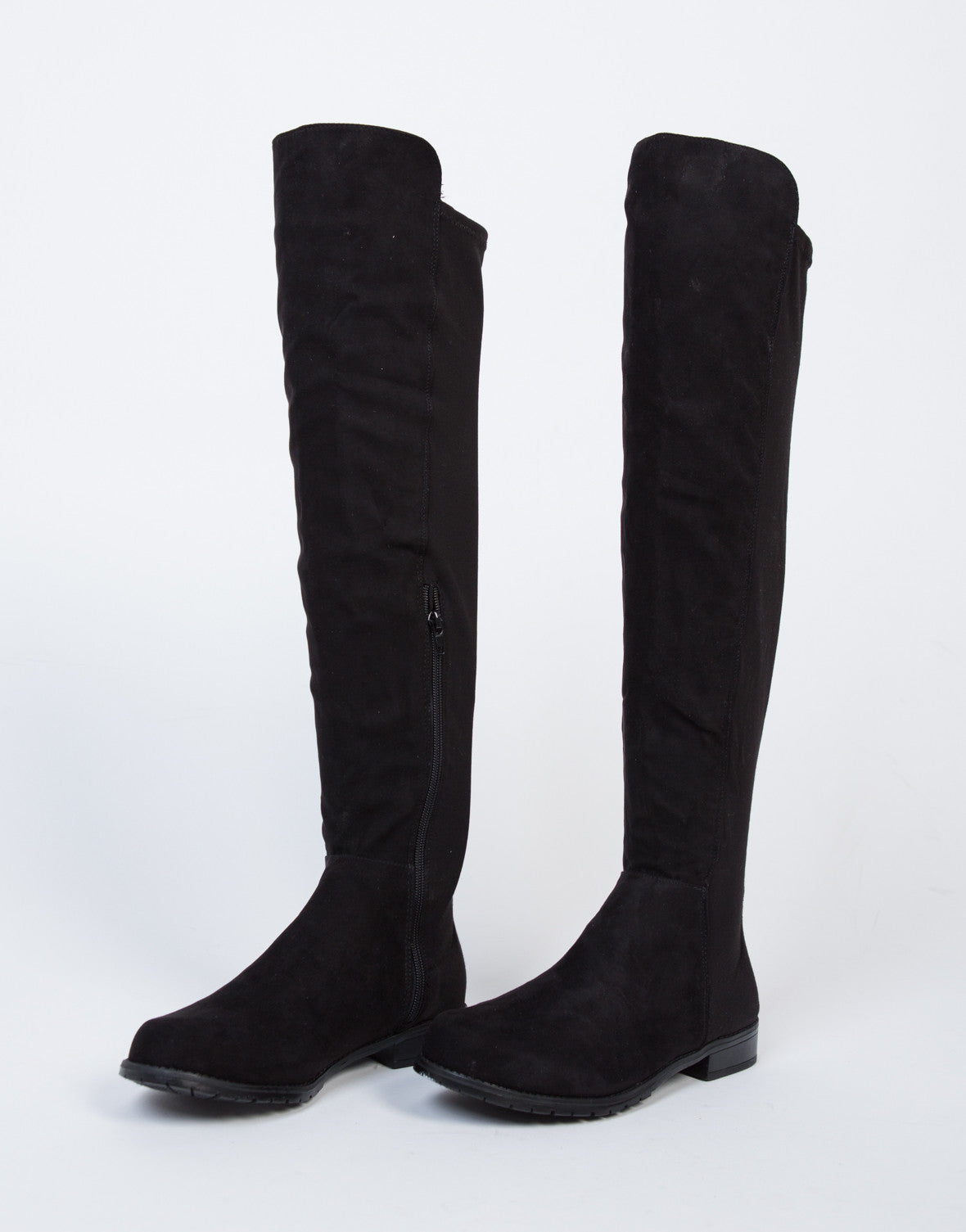 Suede Contrast Over-The-Knee Boots - Black Knee High Boots – 2020AVE