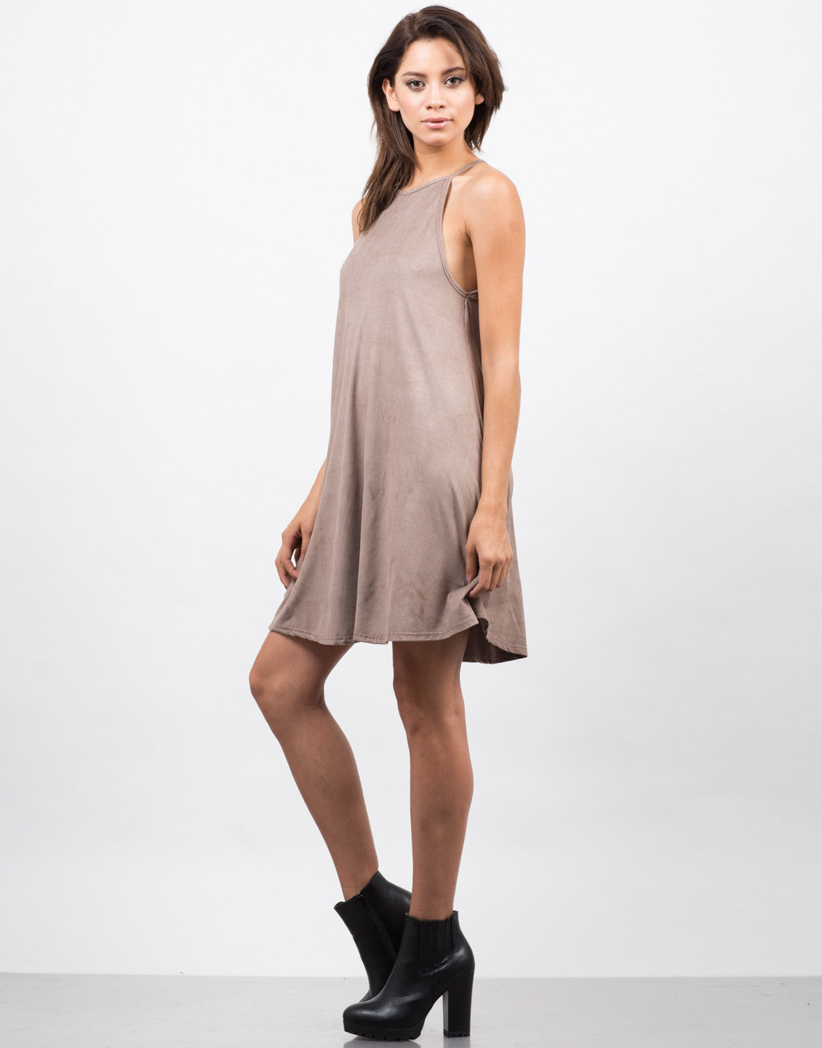 Suede Swing Dress - Brown Dress - Day Dress – 2020AVE