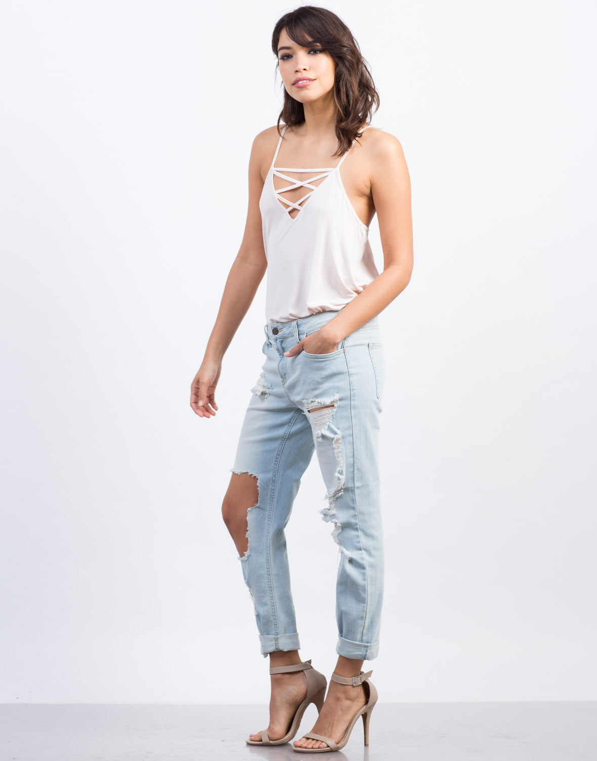 Super Light  Wash Boyfriend  Jeans  Light  Blue Denim  