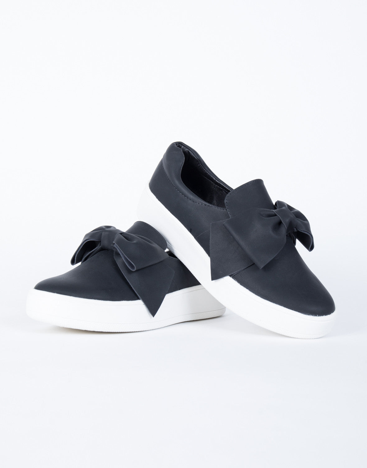 Leather Bow Platform Sneakers – 2020AVE