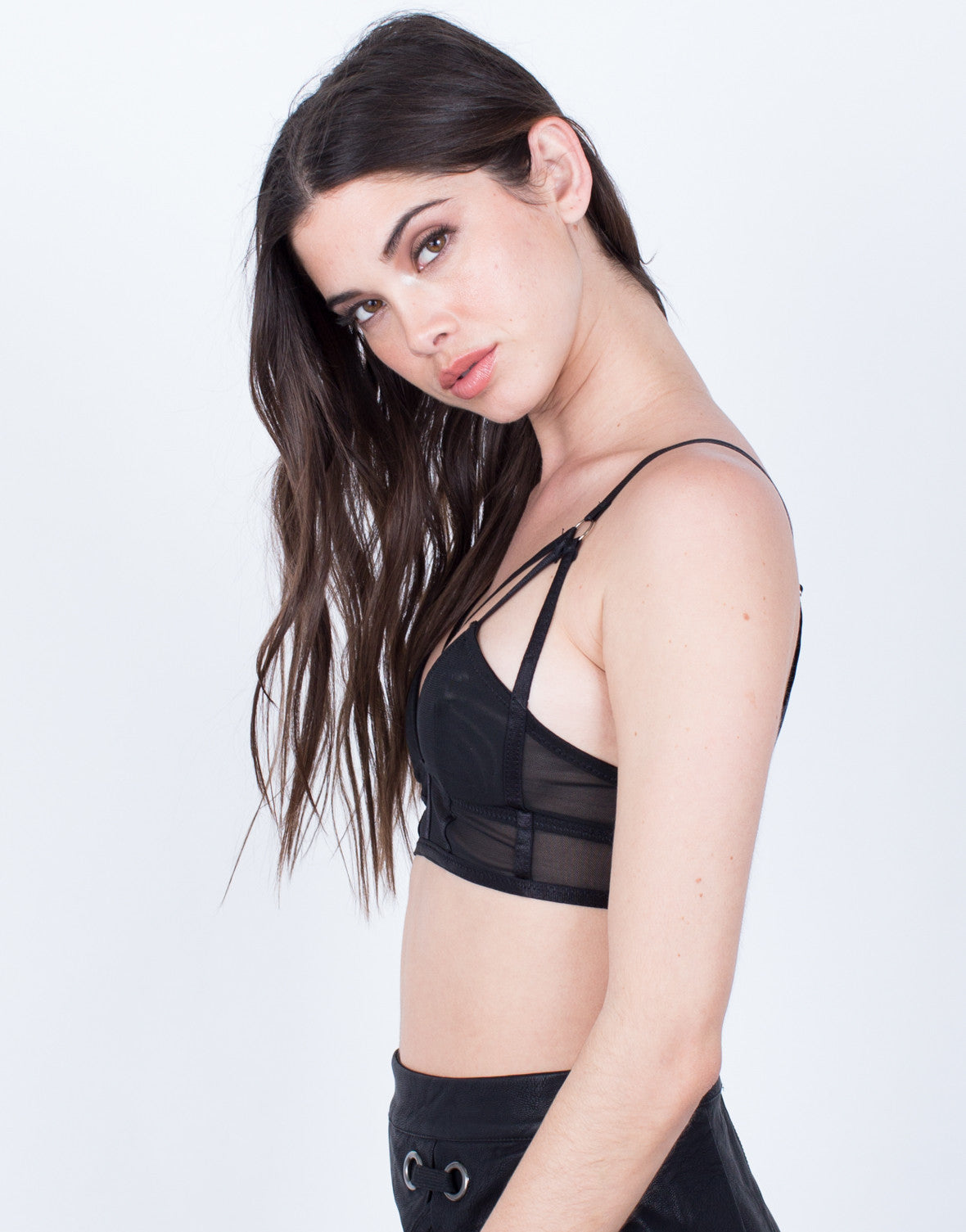 Asos black animal sheer mesh cross back bralette girl amazon lily