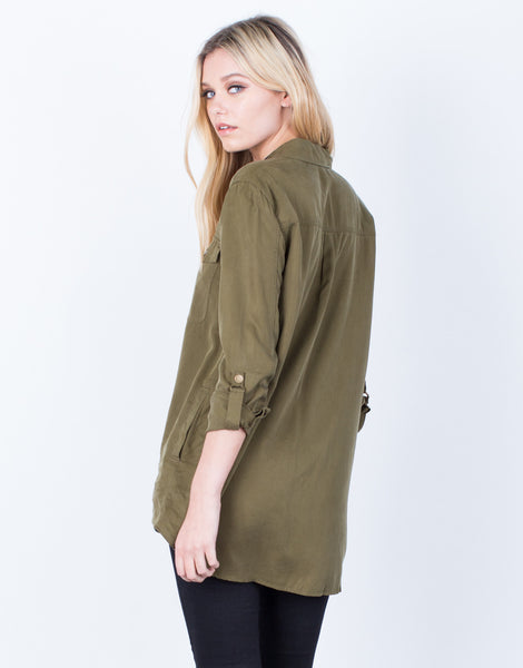 The Olive Button Up Blouse - Olive Button Up Top - Lightweight Blouse ...