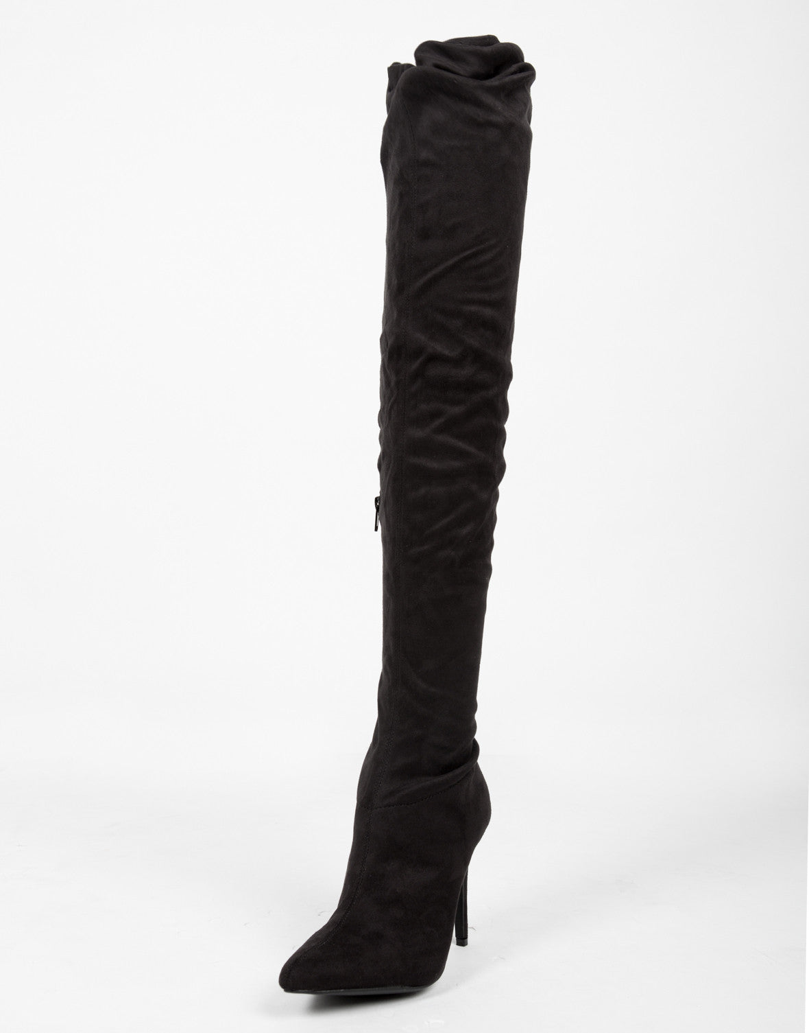 Thigh High Suede Heel Boots - Black Suede Boots - Black Heels – 2020AVE